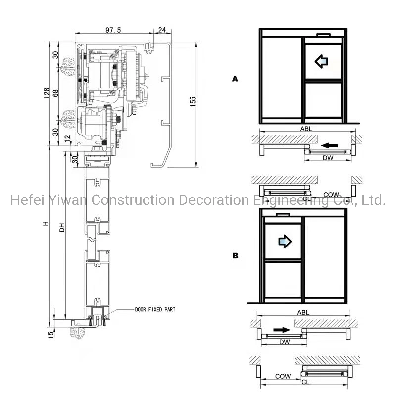 Heavy Duty Sliding Door Track System, Aluminium Automatic Sliding Glass Gate Operator System (YW-195)