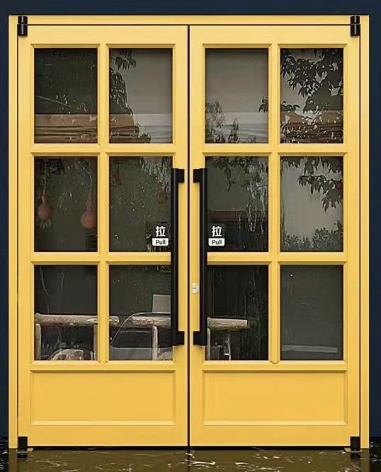 Prehang Upvc डबल ग्लास्ड दरवाजे 64x80 बाहरी स्वचालित स्विंग दरवाजे kfc दरवाजा