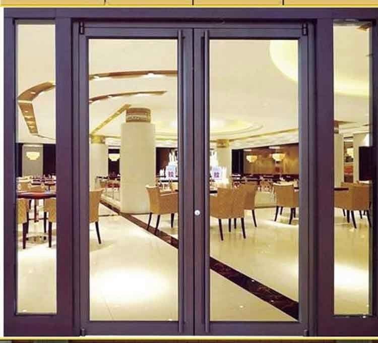 फैक्टरी थोक मूल्य एल्यूमीनियम फ्रेम स्टोरफ्रंट Kfc दरवाजा फर्श वसंत प्रबलित सुरक्षा डबल ग्लास दरवाजा